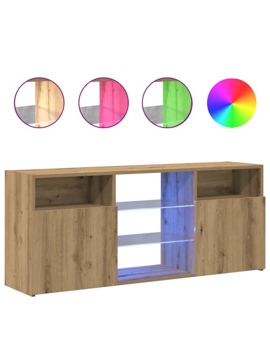 Tv stolek s led dub artisan 120 x 30 x 50 cm kompozitní dřevo