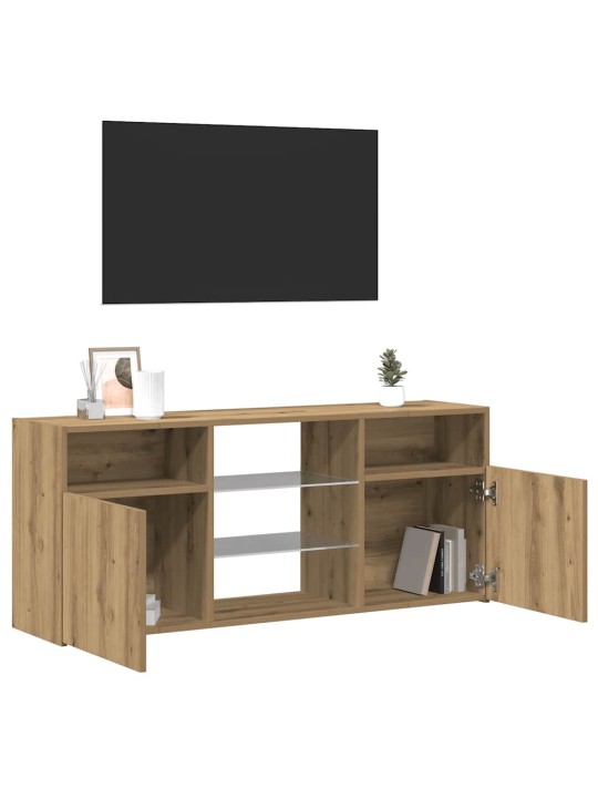 Tv stolek s led dub artisan 120 x 30 x 50 cm kompozitní dřevo