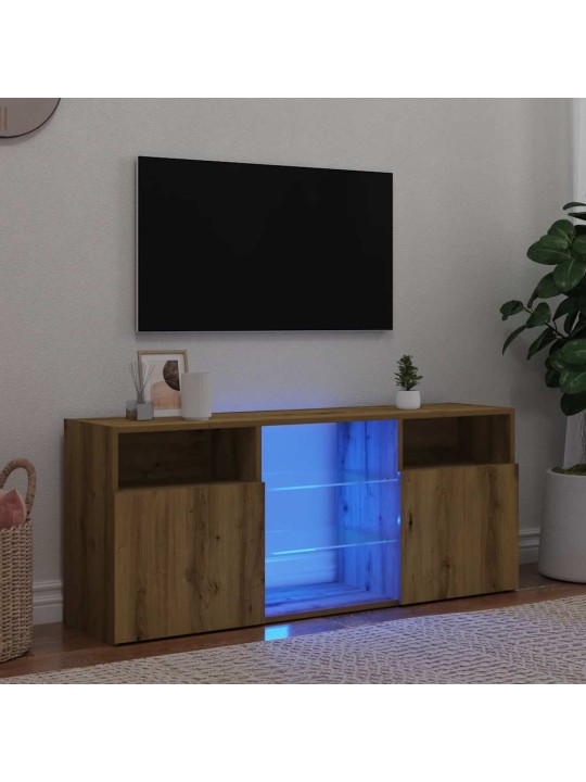 Tv stolek s led dub artisan 120 x 30 x 50 cm kompozitní dřevo