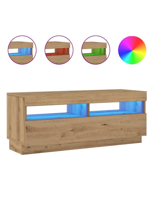 TV skříňka s LED dub artisan 100 x 35 x 40 cm kompozitní dřevo