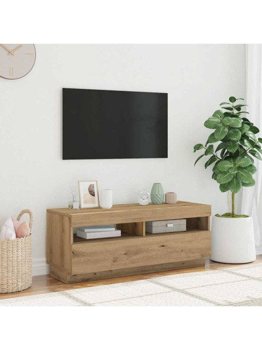 TV skříňka s LED dub artisan 100 x 35 x 40 cm kompozitní dřevo
