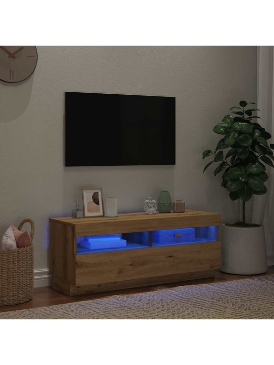 TV skříňka s LED dub artisan 100 x 35 x 40 cm kompozitní dřevo