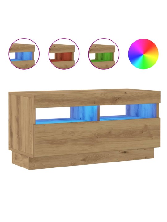 TV skříňka s LED dub artisan 80 x 35 x 40 cm kompozitní dřevo