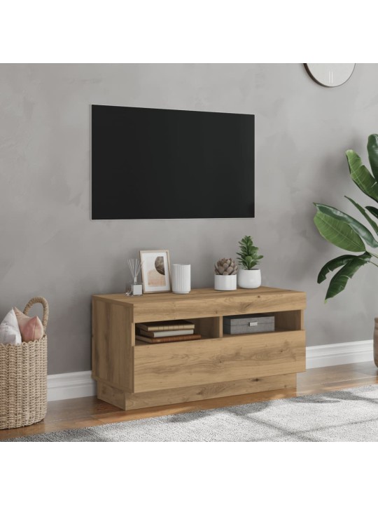 TV skříňka s LED dub artisan 80 x 35 x 40 cm kompozitní dřevo