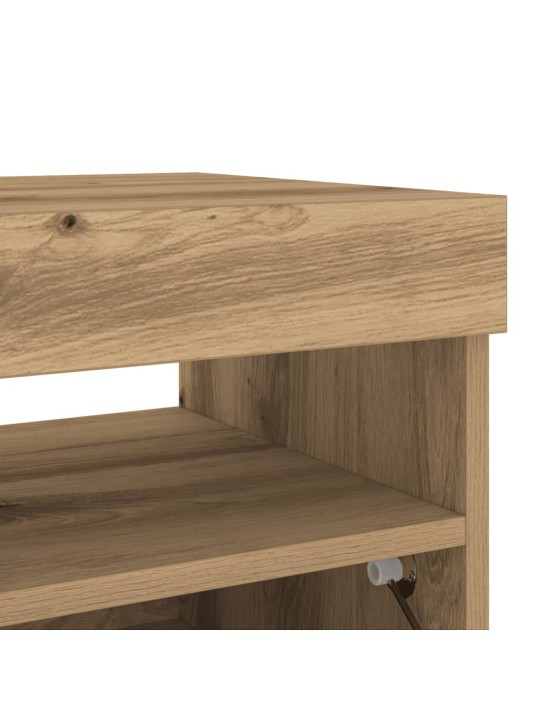 TV skříňka s LED dub artisan 80 x 35 x 40 cm kompozitní dřevo