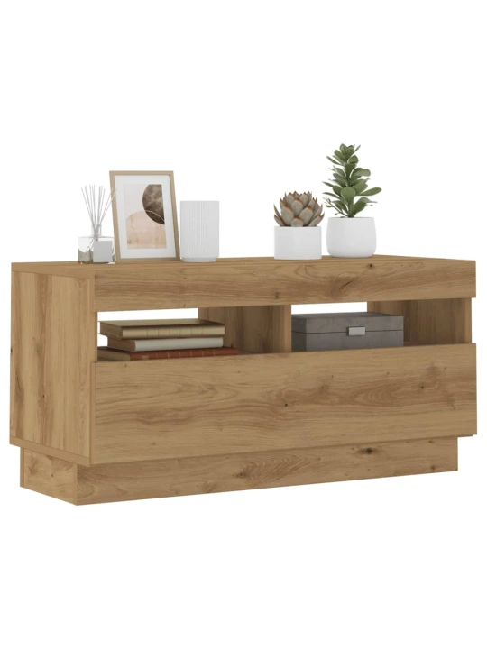 TV skříňka s LED dub artisan 80 x 35 x 40 cm kompozitní dřevo