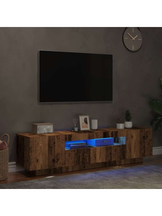 Tv stolek s led old wood 160 x 35 x 40 cm kompozitní dřevo