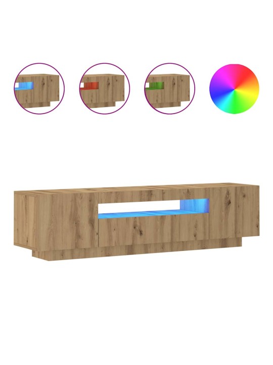Tv stolek s led dub artisan 160 x 35 x 40 cm kompozitní dřevo