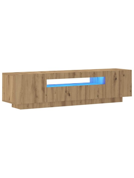 Tv stolek s led dub artisan 160 x 35 x 40 cm kompozitní dřevo