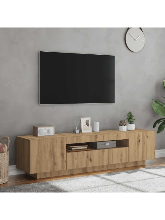 Tv stolek s led dub artisan 160 x 35 x 40 cm kompozitní dřevo