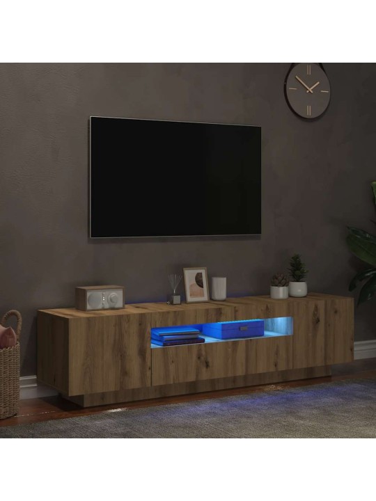 Tv stolek s led dub artisan 160 x 35 x 40 cm kompozitní dřevo