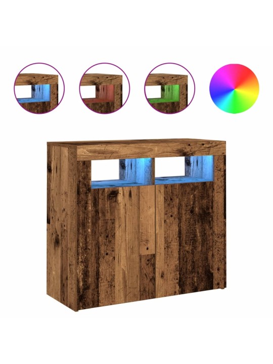 Příborník s LED old wood 80 x 35 x 75 cm kompozitní dřevo