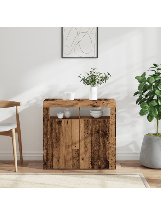 Příborník s LED old wood 80 x 35 x 75 cm kompozitní dřevo