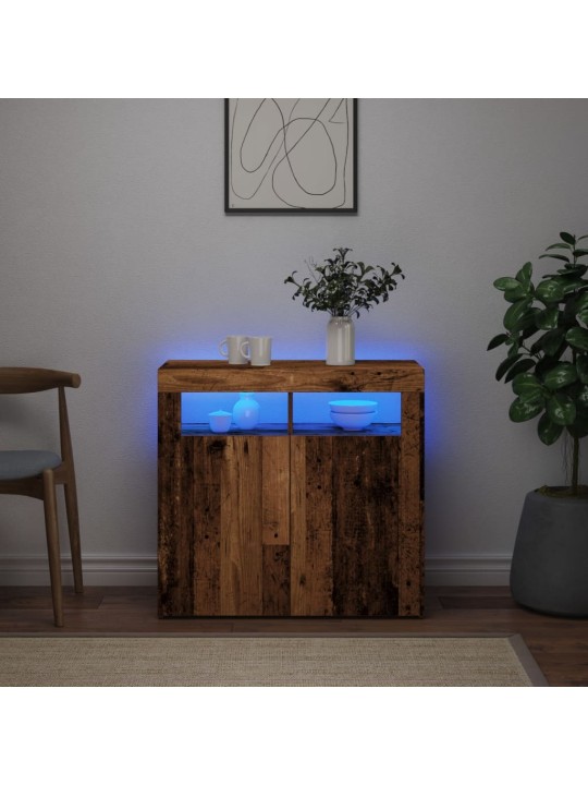 Příborník s LED old wood 80 x 35 x 75 cm kompozitní dřevo