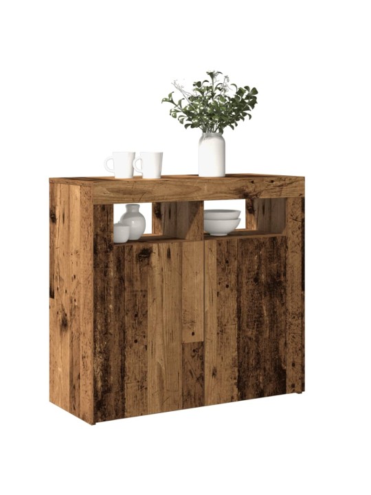 Příborník s LED old wood 80 x 35 x 75 cm kompozitní dřevo