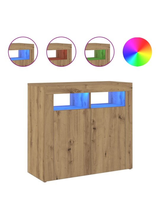 Příborník s LED dub artisan 80 x 35 x 75 cm kompozitní dřevo