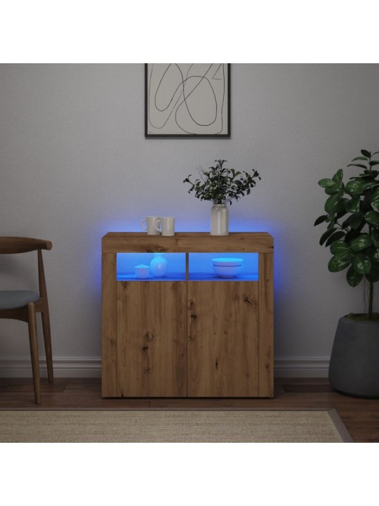 Příborník s LED dub artisan 80 x 35 x 75 cm kompozitní dřevo