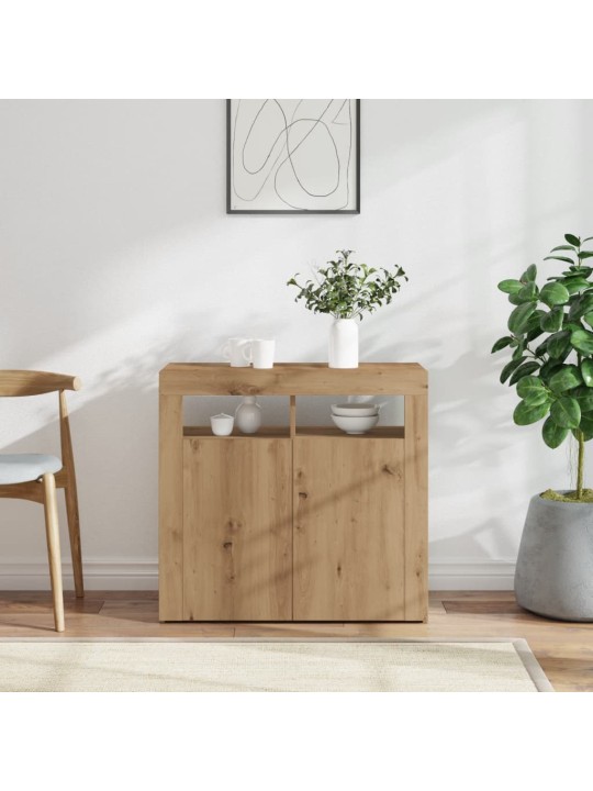 Příborník s LED dub artisan 80 x 35 x 75 cm kompozitní dřevo