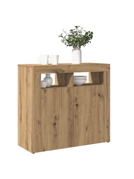Příborník s LED dub artisan 80 x 35 x 75 cm kompozitní dřevo