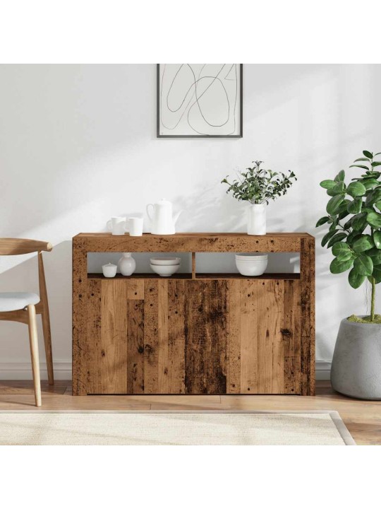 Příborník s LED old wood 115,5 x 30 x 75 cm kompozitní dřevo