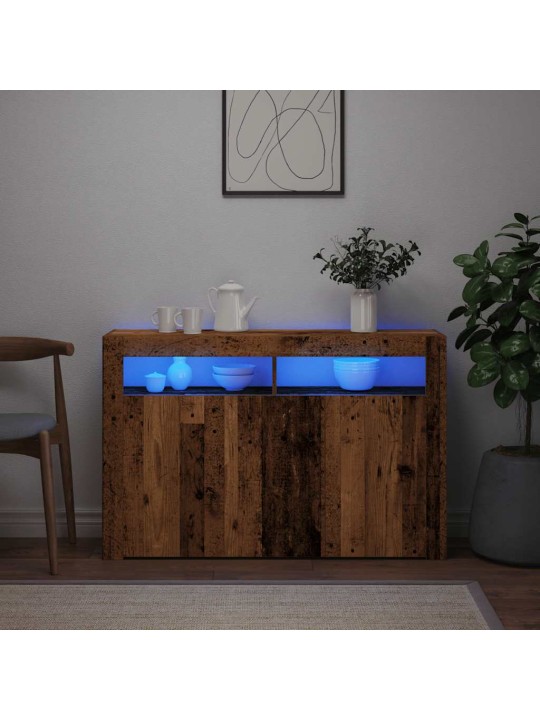 Příborník s LED old wood 115,5 x 30 x 75 cm kompozitní dřevo