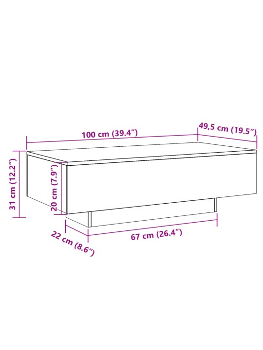 Konferenční stolek old wood 100 x 49,5 x 31 cm kompozitní dřevo