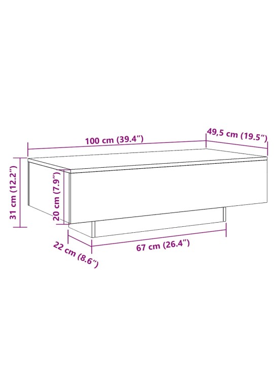 Konferenční stolek dub artisan 100x49,5x31 cm kompozitní dřevo