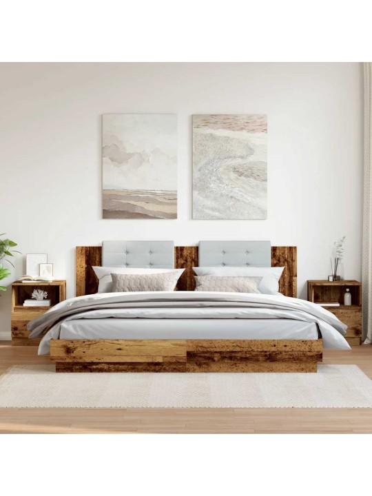 Noční stolky 2 ks old wood 40 x 40 x 50 cm kompozitní dřevo