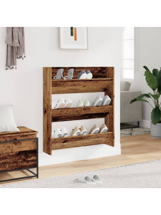 Nástěnný botník old wood 80 x 18 x 90 cm kompozitní dřevo