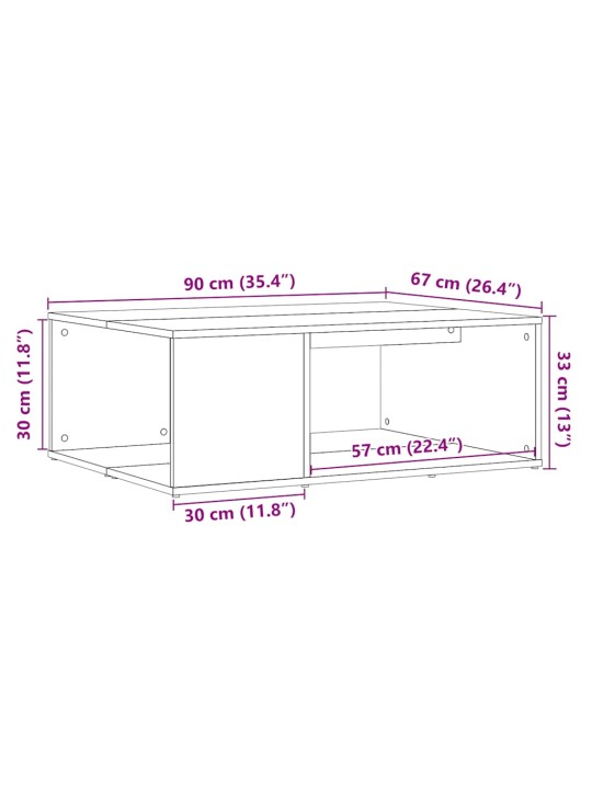 Konferenční stolek old wood 90 x 67 x 33 cm kompozitní dřevo