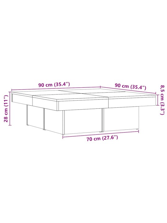 Konferenční stolek old wood 90 x 90 x 28 cm kompozitní dřevo