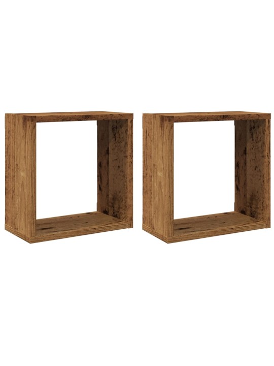 Nástěnné police kostky 2 ks old wood 30 x 15 x 30 cm kompozit