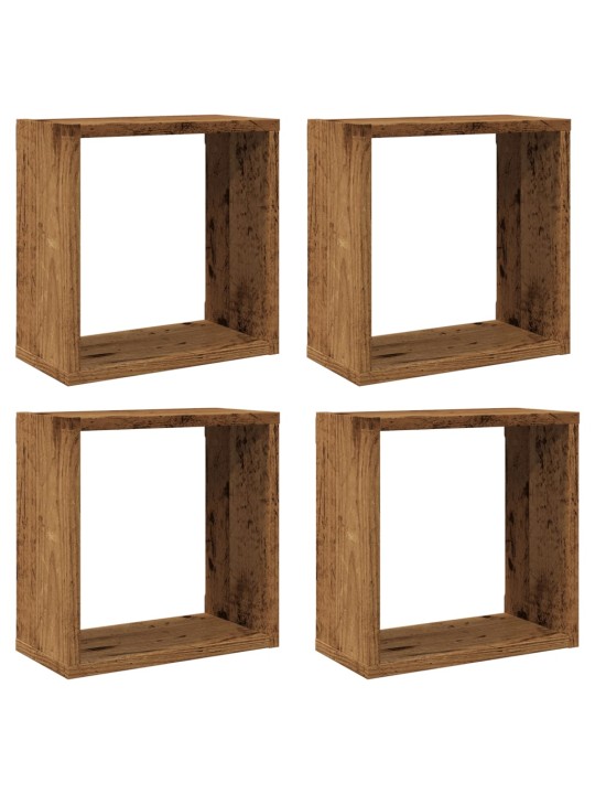 Nástěnné police kostky 4 ks old wood 30 x 15 x 30 cm kompozit