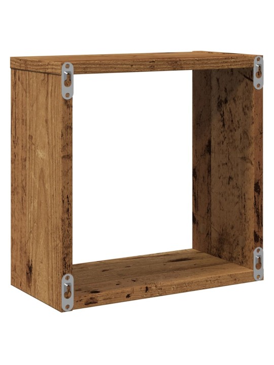Nástěnné police kostky 4 ks old wood 30 x 15 x 30 cm kompozit