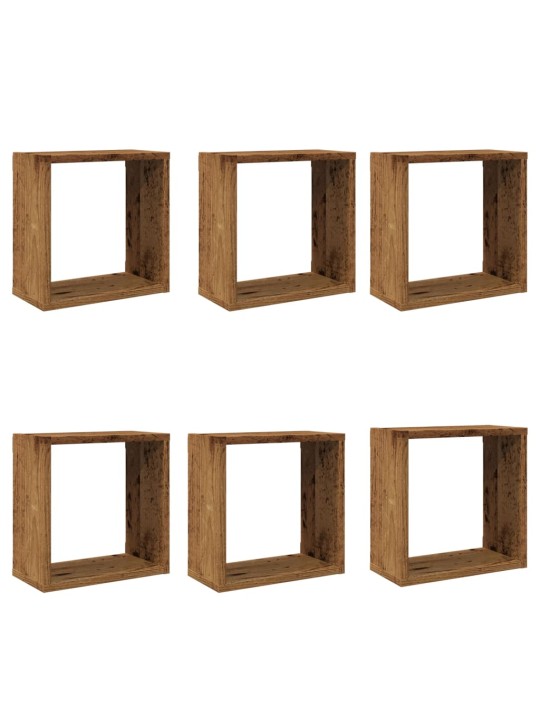 Nástěnné police kostky 6 ks old wood 30 x 15 x 30 cm kompozit