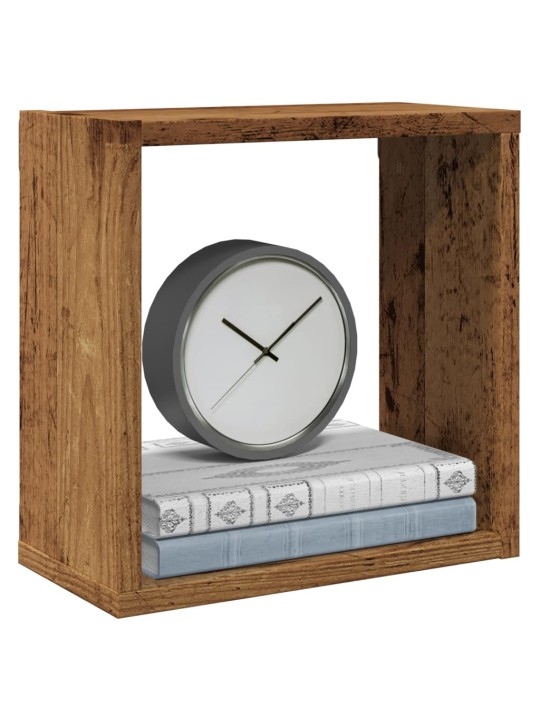 Nástěnné police kostky 6 ks old wood 30 x 15 x 30 cm kompozit