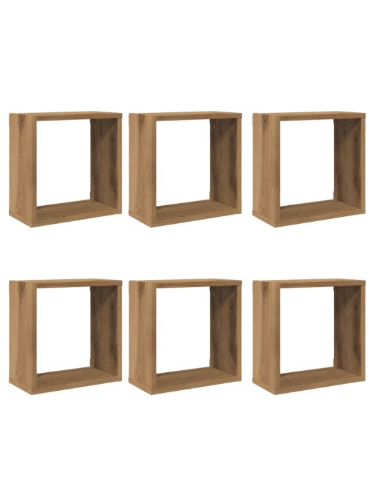 Nástěnné police kostky 6 ks dub artisan 30x15x30 cm kompozit