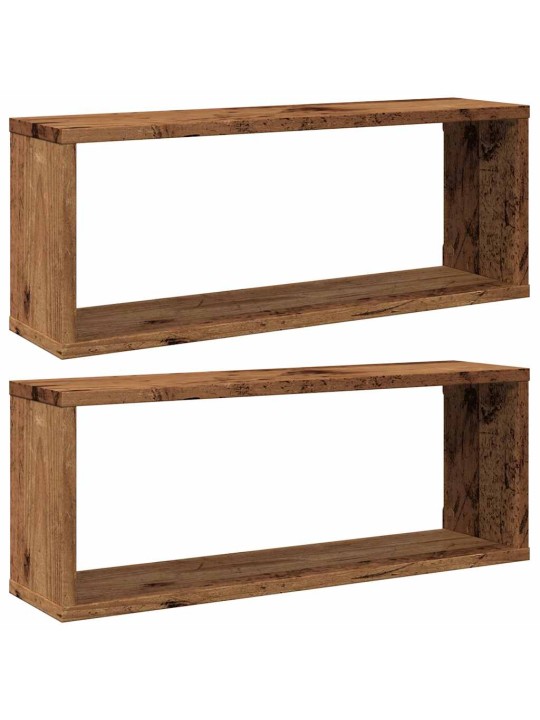 Nástěnné obdélníkové police 2 ks old wood 60x15x23 cm kompozit