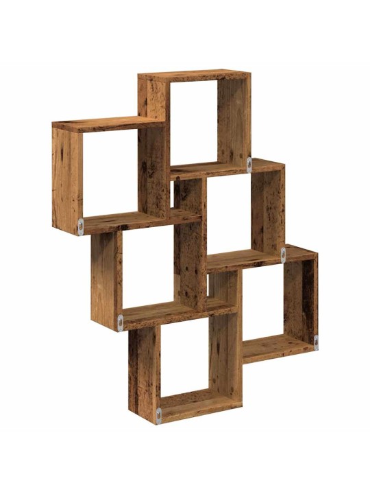 Nástěnná police kostky old wood 78x15x93 cm kompozitní dřevo