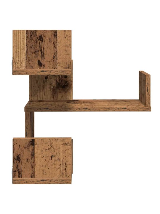 Nástěnné rohové police 2 ks old wood 40x40x49,5 cm kompozit
