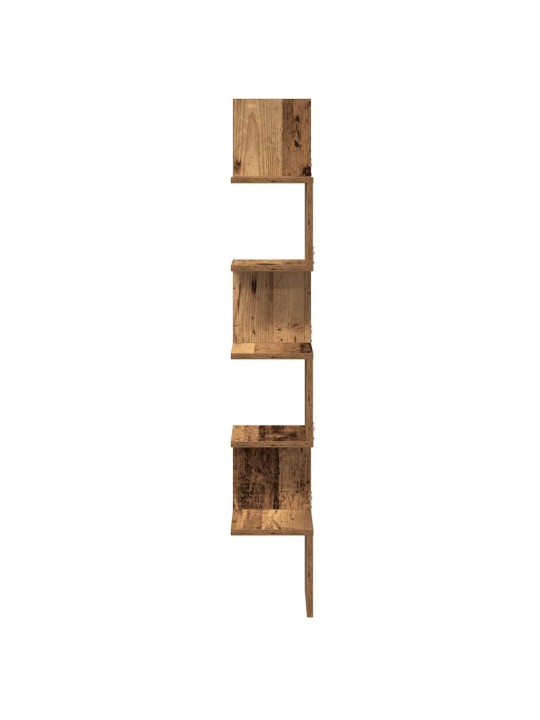 Nástěnná rohová police old wood 20 x 20 x 127,5 cm kompozit