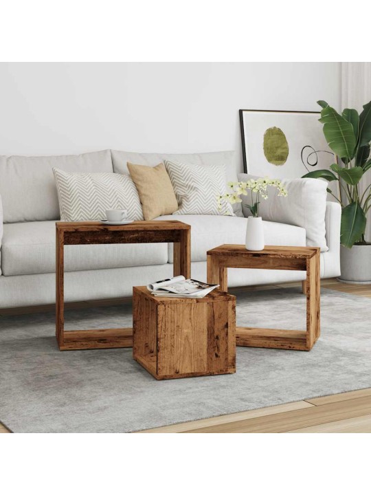 Hnízdové stolky 3 ks old wood kompozitní dřevo