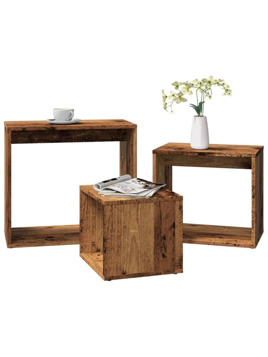 Hnízdové stolky 3 ks old wood kompozitní dřevo