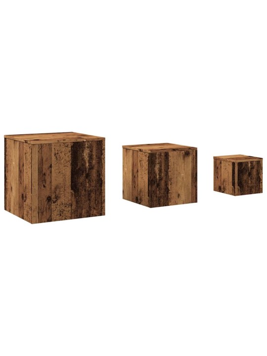 Odkládací stolky 3 ks old wood kompozitní dřevo