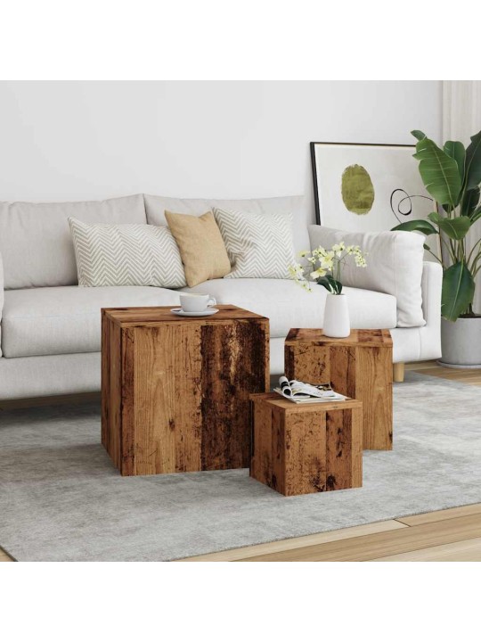 Odkládací stolky 3 ks old wood kompozitní dřevo