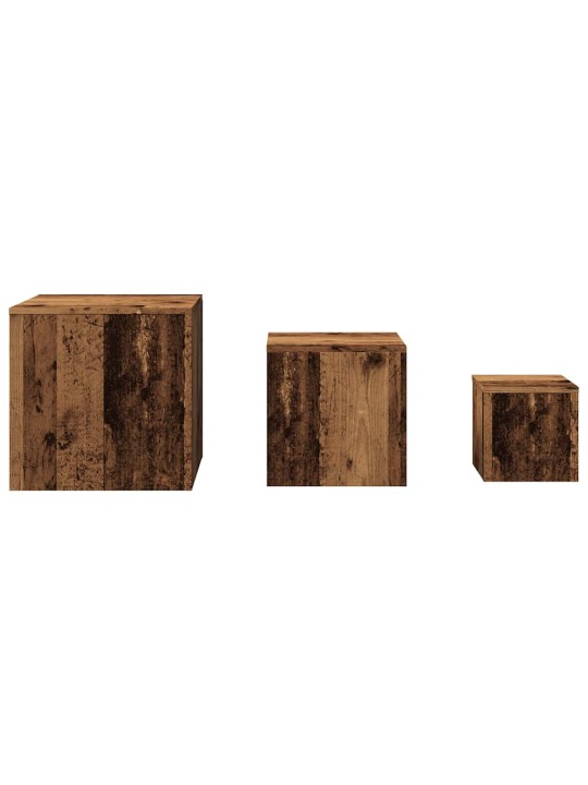 Odkládací stolky 3 ks old wood kompozitní dřevo