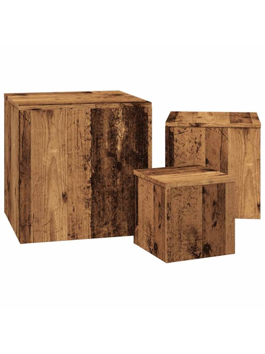 Odkládací stolky 3 ks old wood kompozitní dřevo