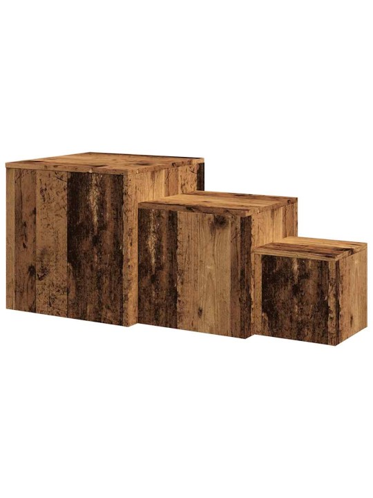 Odkládací stolky 3 ks old wood kompozitní dřevo