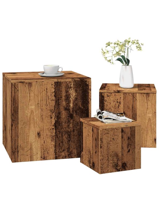 Odkládací stolky 3 ks old wood kompozitní dřevo