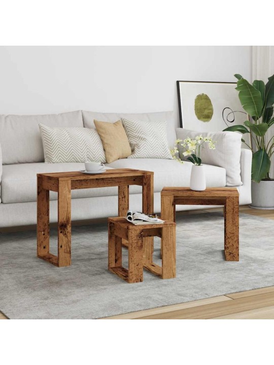 Hnízdové stolky 3 ks old wood kompozitní dřevo